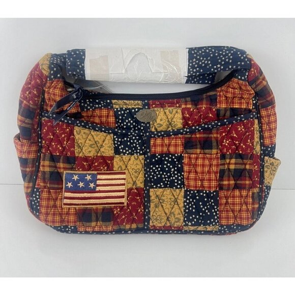 Mona B Handbags - Mona B Handbags "Old Glory" Quilted Plaid Flag Patchwork Shoulder Bag NEW